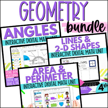 Preview of 4th Grade Geometry - Google Slides Math Lessons, Practice Activities, & Review