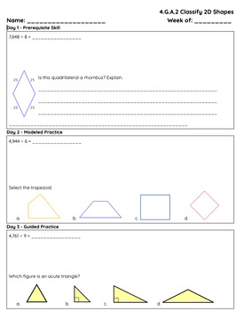 Preview of 4th Grade Geometry Do Nows