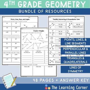 Preview of 4th Grade Geometry - Lines of Symmetry, Classifying Triangles & Quadrilaterals