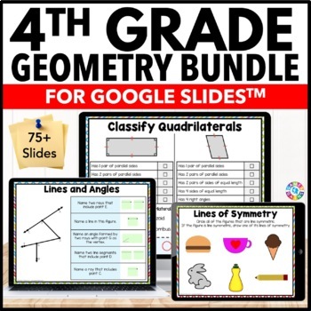 Preview of 4th Grade Geometry Worksheet Activities Quadrilaterals, Lines & Angles, Symmetry