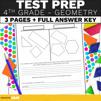Preview of 4th Grade Math Test Prep Geometry Review with Math Tasks for End of Year