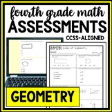 4th Grade Geometry Review Bundle, 2D Shapes Assessments Pr