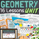 4th Grade Geometry 16 Lessons Unit BUNDLE With Slides, Gam