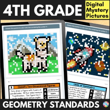 Preview of 4th Grade Geometry Review Pictures - Lines & Angles, Symmetry, Classify Polygons