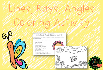 Preview of 4th Grade Geometry Spring Coloring Activity (Lines, Angles, and Rays)