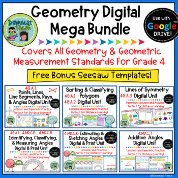 Preview of 4th Grade Geometry and Geometric Measurement Digital Mega Bundle