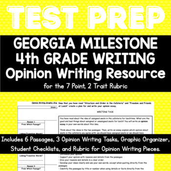 Preview of 4th Grade Georgia Milestone Opinion Writing Texts and Prompts