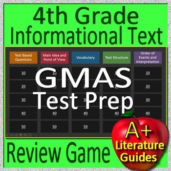 Preview of 4th Grade Georgia Milestones Test Prep Informational Text Review Game GMAS