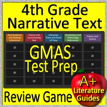 Preview of 4th Grade Georgia Milestones Test Prep Reading Literature Review Game GMAS