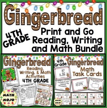 Preview of 4th Grade Gingerbread Reading, Writing, and Math: Christmas Activities Bundle