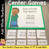 4th Grade Math Add Whole Numbers Center Games