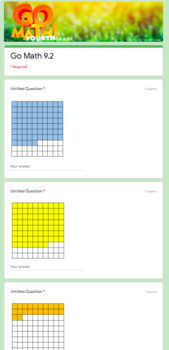 Preview of 4th Grade- Go Math Lesson 9.2 -Hundredths and Decimals - Google Form- NO GRADING