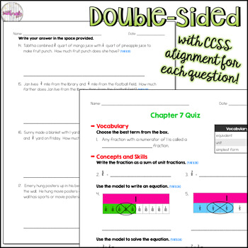 4th Grade Go Math Mid-Chapter Quiz - Chapter 7 | TpT