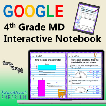 Preview of 4th Grade Google Classroom Math Interactive Notebook,Digital: Measurement & Data