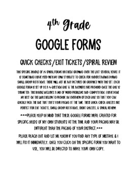 Preview of 4th Grade Google Forms - Includes 75 Forms