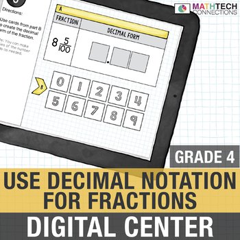 Preview of 4th Grade Math Review Digital Math Test Prep Converting Fractions to Decimals