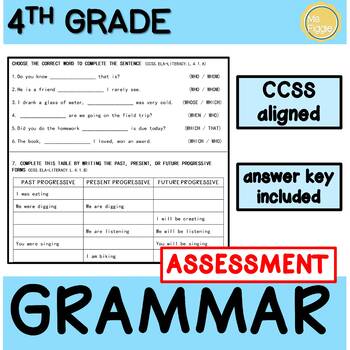 Preview of 4th Grade CCSS ELA Grammar Assessment