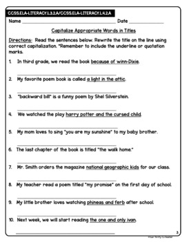 4th grade grammar assessment weekly tests standard based worksheets