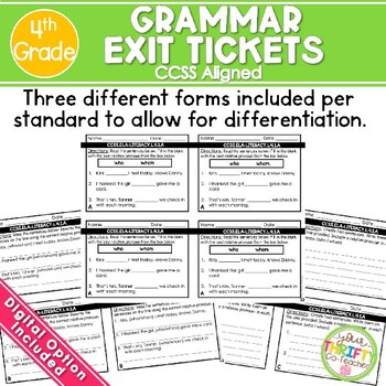 Preview of 4th Grade Grammar Digital Exit Tickets | Digital Grammar Distance Learning