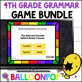 Preview of 4th Grade Grammar Digital Review Games Year-Long BUNDLE - BalloonPop™