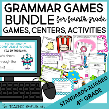 Preview of 4th Grade Grammar Games Bundle - Grammar Centers Bundle for 4th Grade