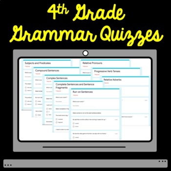 Preview of 4th Grade Grammar Google Form Self Grading Assessment Bundle