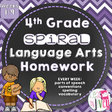 Grammar / Language Spiral Homework 4th Grade Weeks 1-9