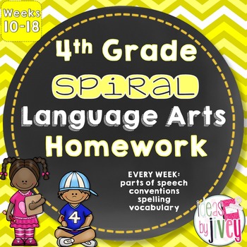 Preview of Grammar / Language Spiral Homework 4th Grade Weeks 10-18