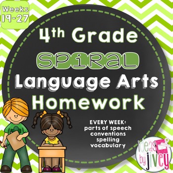 Preview of Grammar / Language Spiral Homework 4th Grade Weeks 19-27