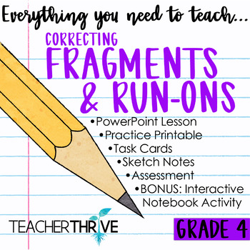 Preview of 4th Grade Grammar Unit: Correcting Fragments and Run-ons