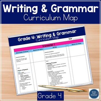 Preview of 4th Grade Grammar and Writing Curriculum Map