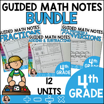 Preview of 4th Grade Guided Math Notes Bundle - Test Prep - Math Notebook - Mini-Lessons