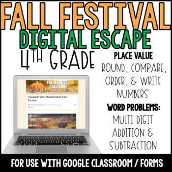 Preview of 4th Grade Halloween / Fall Digital Math Escape Room