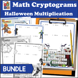 4th Grade Halloween Math Cryptogram Bundle