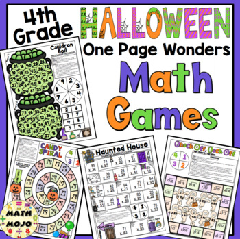 Preview of 4th Grade Halloween Math Games - One Page Wonders Math Games & Centers