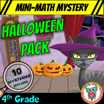 Preview of 4th Grade Halloween Math Mini Mysteries - Printable and Digital Worksheets