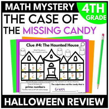 Preview of 4th Grade Halloween Math Mystery Fourth Grade Math Review Worksheets Escape Room