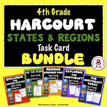 Preview of 4th Grade Harcourt States & Regions Task Card Bundle