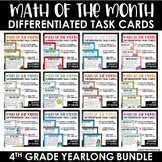 4th Grade Math Task Cards Monthly Math Spiral Review Diffe