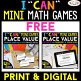 4th Grade I CAN Mini Math Game FREE | Place Value | DIGITA