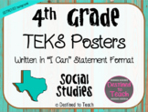 4th Grade “I Can” Statement TEKS Objectives Posters for SS