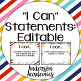 Editable "I Can" Statements - Rainbow