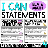 4th Grade I Can Statements for Common Core ELA and Math - 