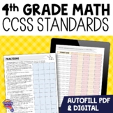 4th Grade Math CCSS Standards "I Can" Checklists | Autofil