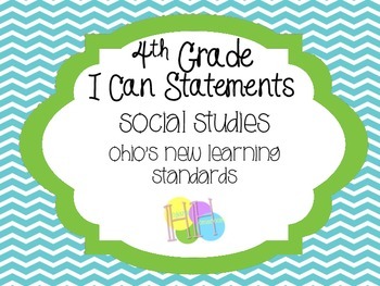 Preview of 4th Grade I can Statements - Ohio Social Studies (grey chevron/dots and orange)