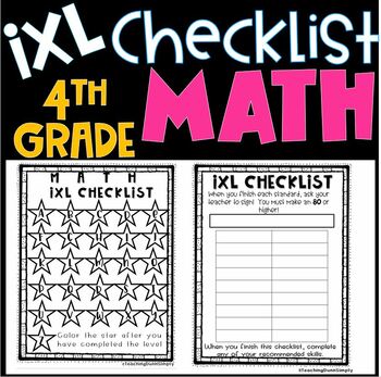 Preview of ixl Checklist - Fourth Grade MATH