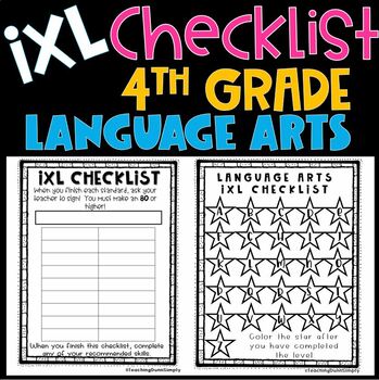 Preview of ixl Checklist - Fourth Grade LANGUAGE ARTS