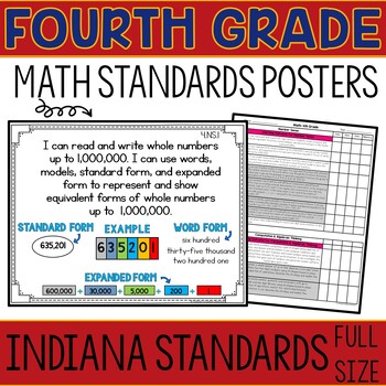 Preview of 4th Grade Indiana Math Standards (Full Page)