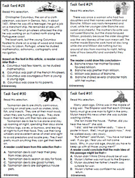 4th Grade Inference Reading Task Cards, Test-Prep by Gina Kennedy