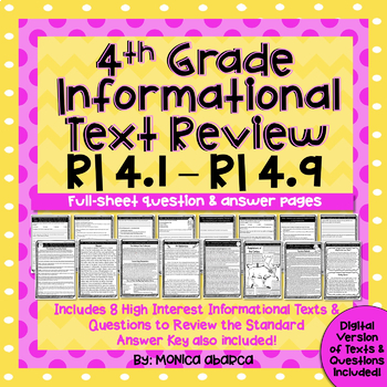 Preview of 4th Grade Informational Text Review (RI4.1 - RI4.9)